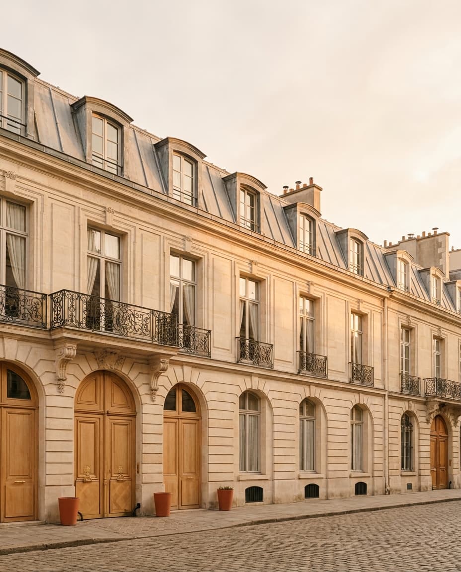 Rue parisienne bordée d'immeubles haussmanniens — bâti ancien de Paris